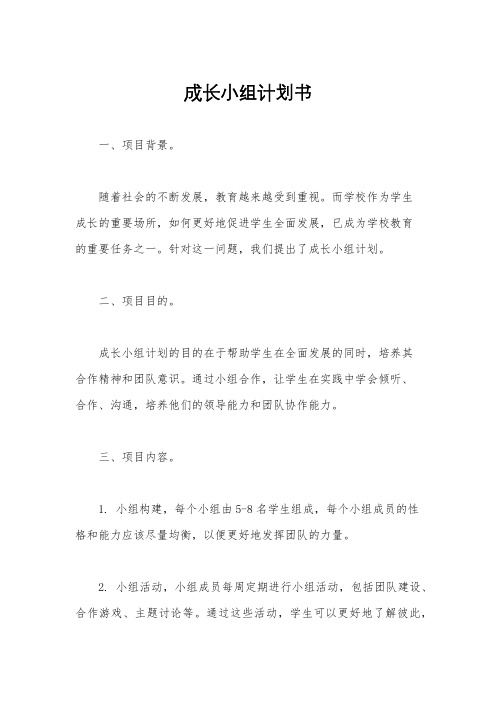 成长小组计划书