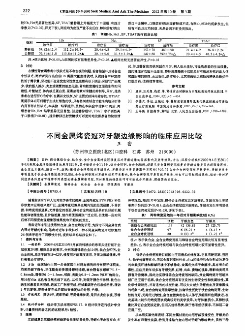 不同金属烤瓷冠对牙龈边缘影响的临床应用比较