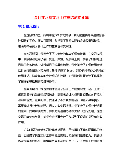 会计实习期实习工作总结范文6篇