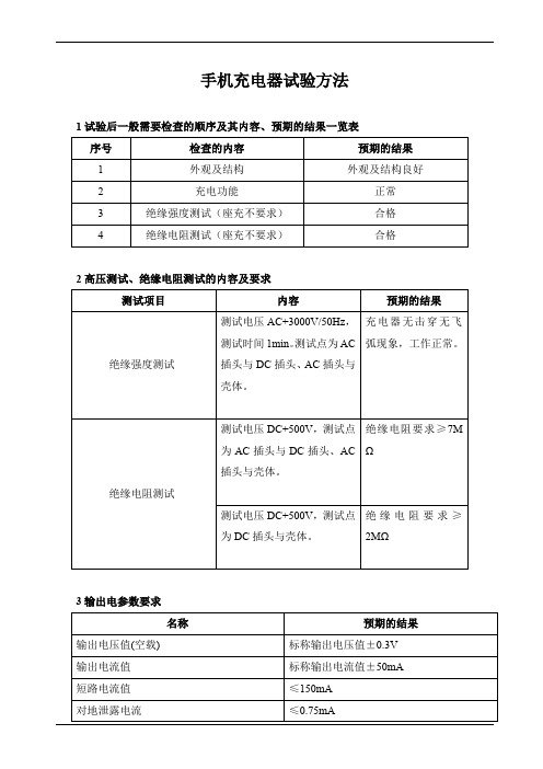 手机充电器试验方法