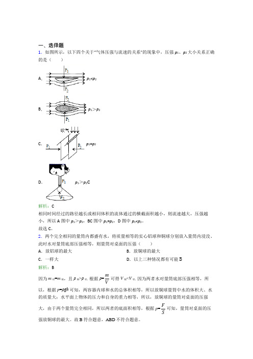 广东惠州一中人教版初中物理八年级下册第九章综合(含解析)