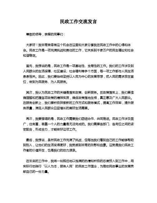 民政工作交流发言