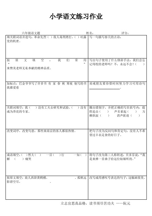 小学六年级语文拓展训练 (29)