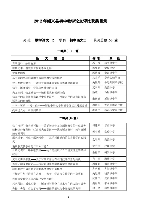 附3绍兴县初中论文评比获奖目录-推荐下载