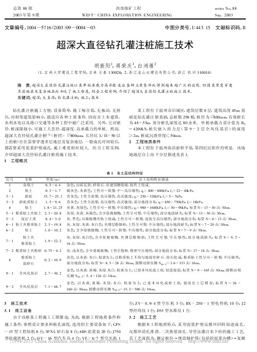 超深大直径钻孔灌注桩施工技术_胡振阳