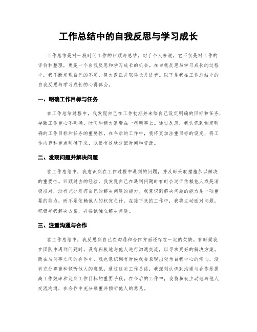 工作总结中的自我反思与学习成长