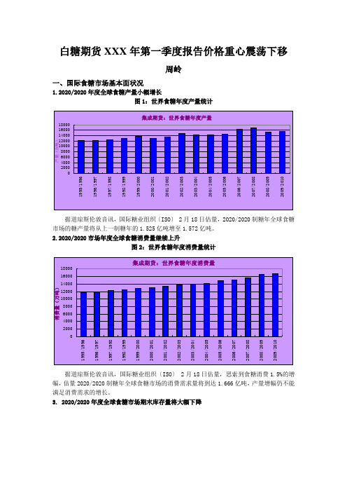 白糖期货XXX年第一季度报告价格重心震荡下移