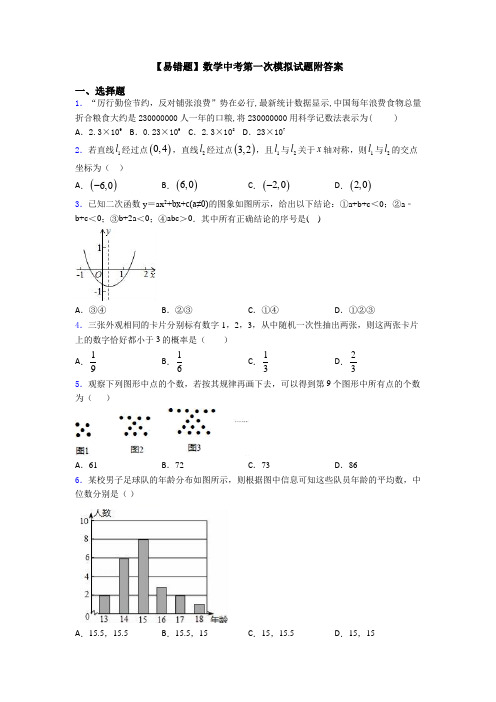 【易错题】数学中考第一次模拟试题附答案