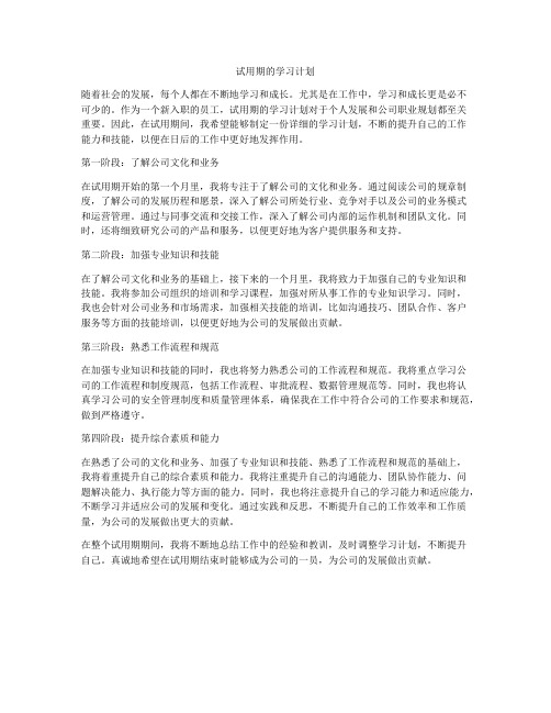 试用期的学习计划