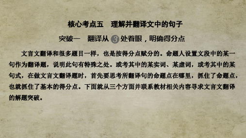 江苏高考语文总复习 古代诗文阅读  专题一核心考点五 理解并翻译文中的句子