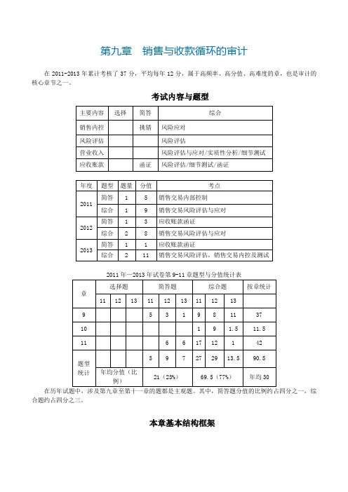 注会考试审计科目《审计》第九章销售与收款循环的审计