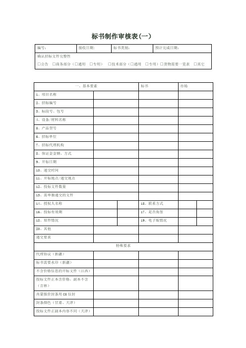 标书制作审核表【范本模板】