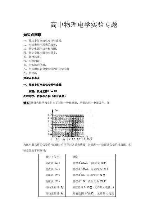 (完整word版)高中物理电学实验专题总结,推荐文档