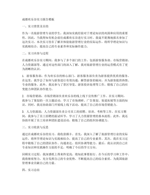 成都欢乐谷实习报告模板