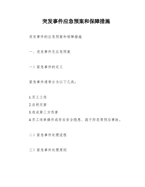 突发事件应急预案和保障措施