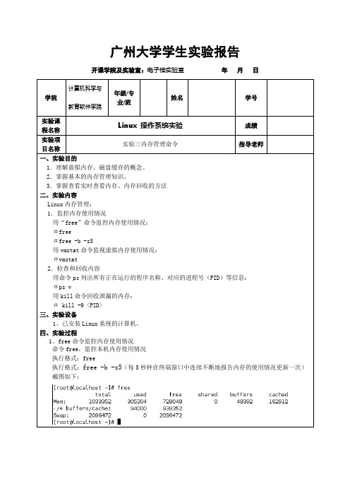 实验三内存管理命令