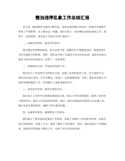 整治违停乱象工作总结汇报