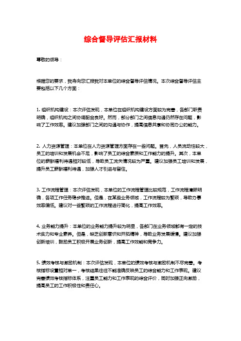 综合督导评估汇报材料