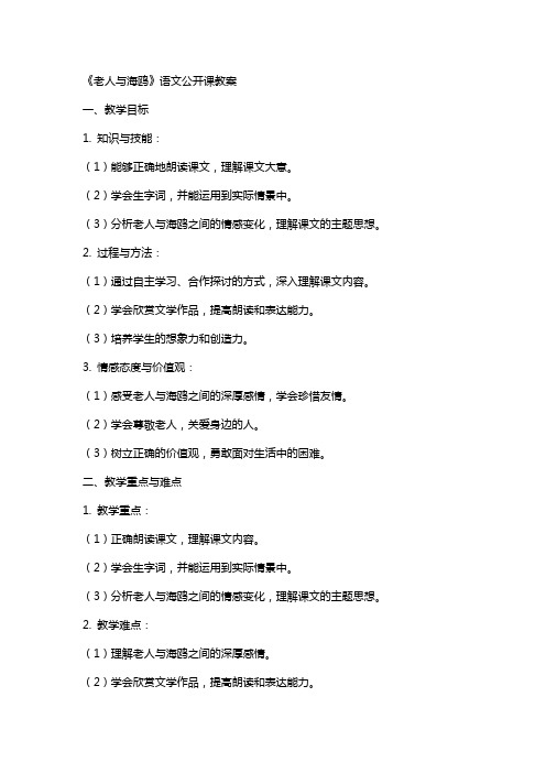 《老人与海鸥》语文公开课教案