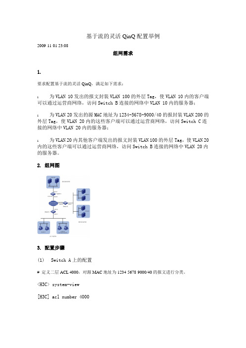 基于流的灵活QinQ配置举例