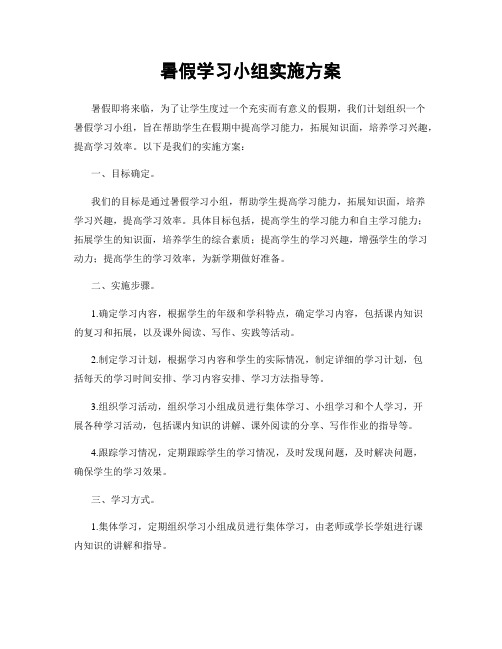 暑假学习小组实施方案