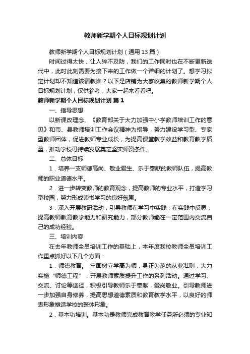 教师新学期个人目标规划计划