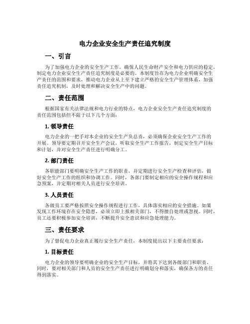 电力企业安全生产责任追究制度