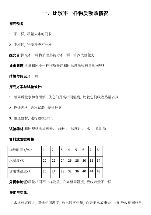 2021年九年级物理实验报告册全