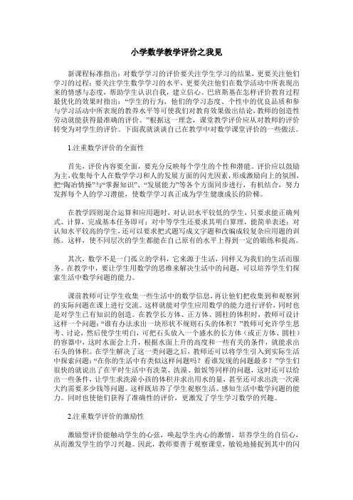 小学数学教学评价之我见
