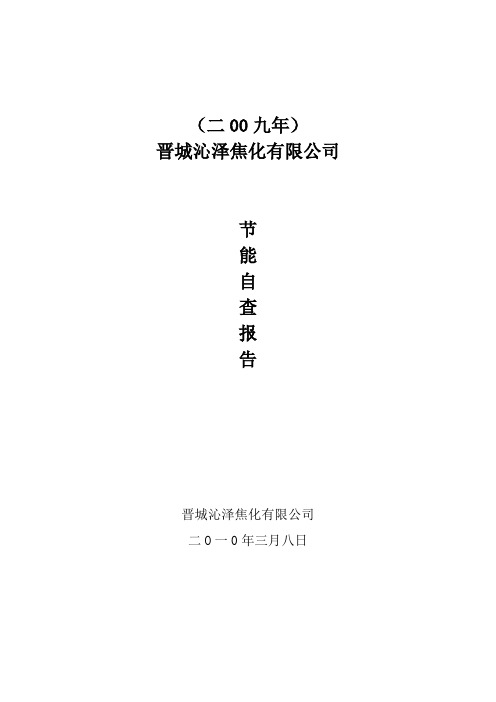 晋城沁泽焦化有限公司节能自查报告