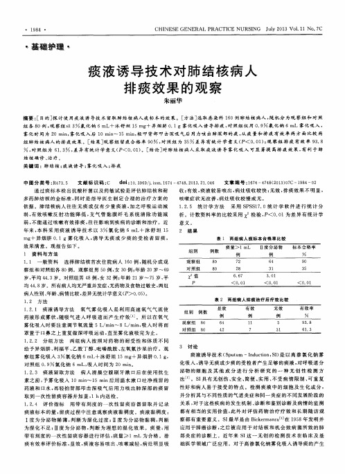 痰液诱导技术对肺结核病人排痰效果的观察