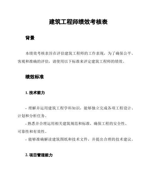 建筑工程师绩效考核表