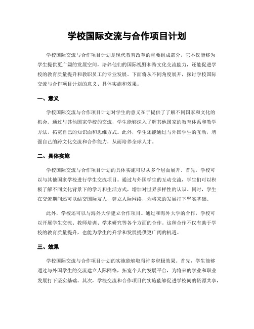 学校国际交流与合作项目计划