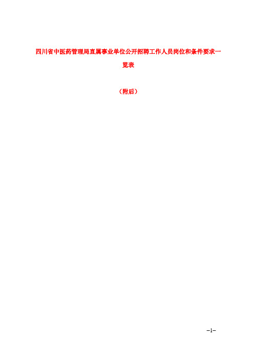 四川省中医药管理局直属事业单位公开招聘工作人员岗位和条件要.