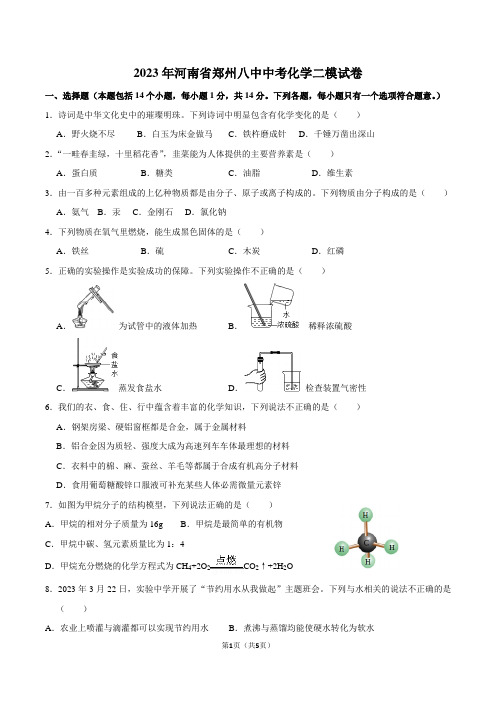 河南省郑州八中中考化学二模试卷 - 副本