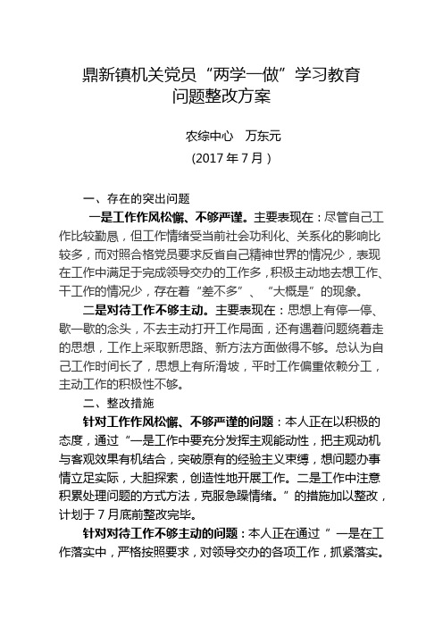 “两学一做”学习教育问题整改方案