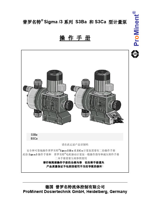 Sigma 3计量泵操作手册