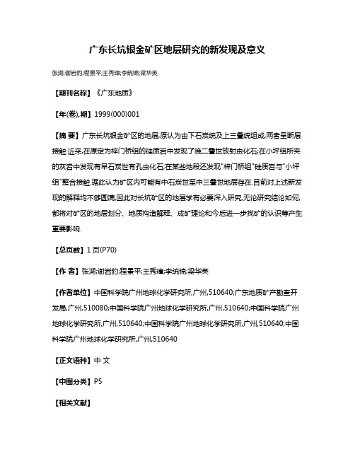 广东长坑银金矿区地层研究的新发现及意义