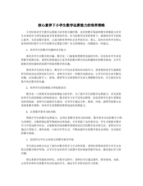 核心素养下小学生数学运算能力的培养策略