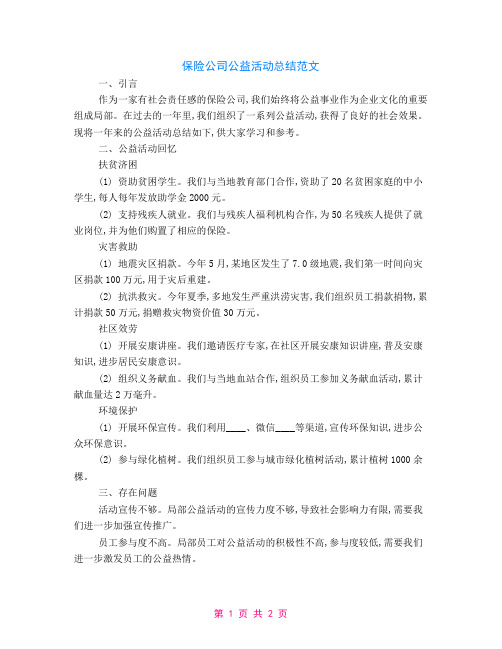 保险公司公益活动总结