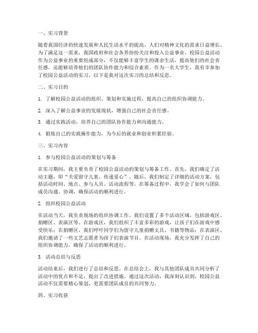 校园公益活动实习报告