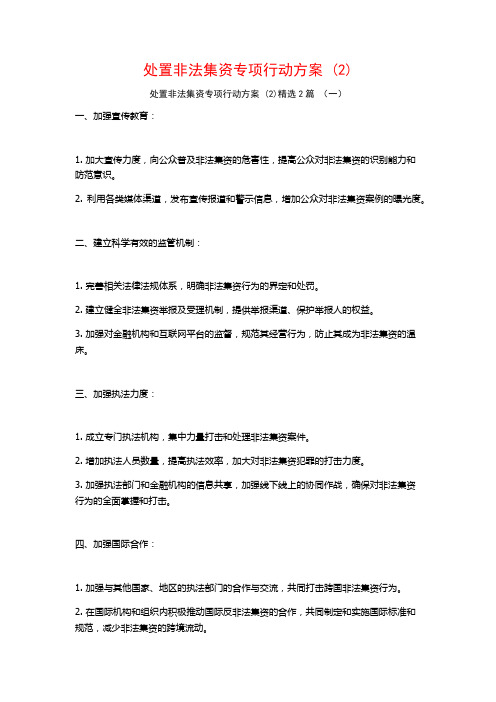 处置非法集资专项行动方案2篇