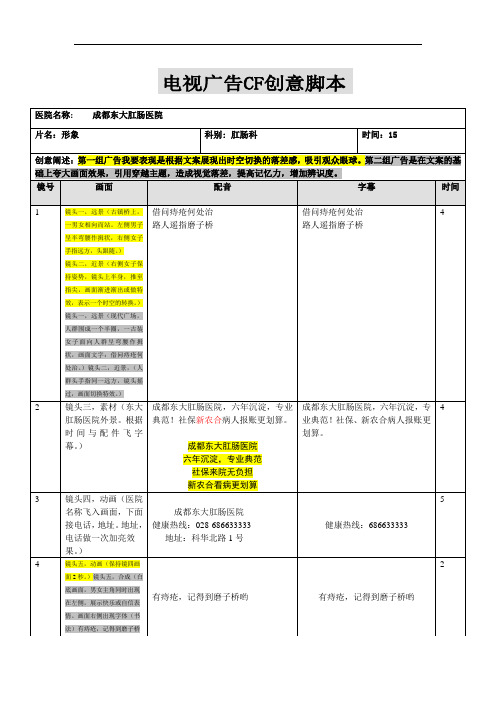 15秒低成本医疗电视广告分镜头