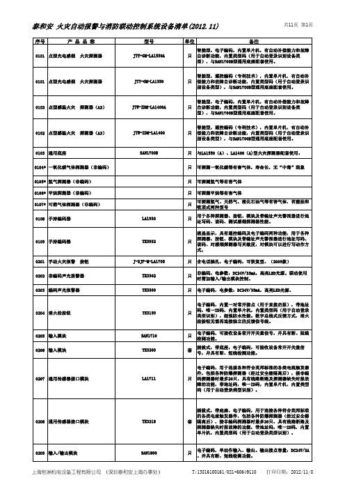 深圳泰和安科技设备清单 2012.11