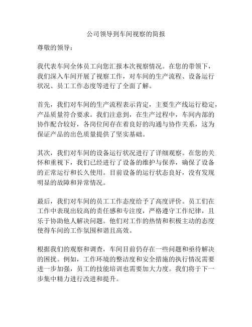 公司领导到车间视察的简报