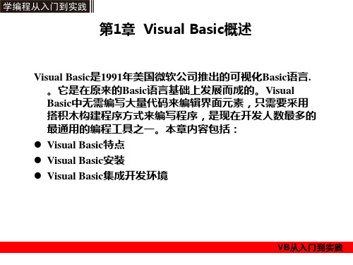 VB经典教程-精心整理(快速入门)