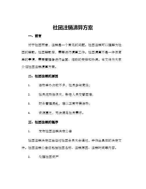 社团注销清算方案