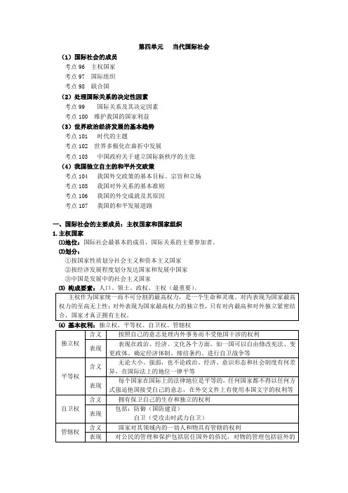 高中政治必修二政治生活第四单元知识点体系