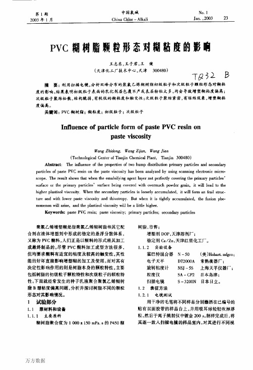 PVC糊树脂颗粒形态对糊粘度的影响