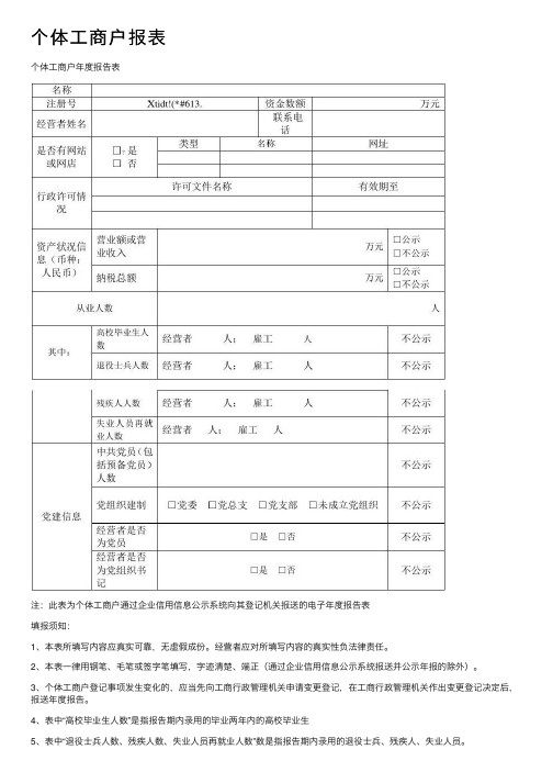 个体工商户报表